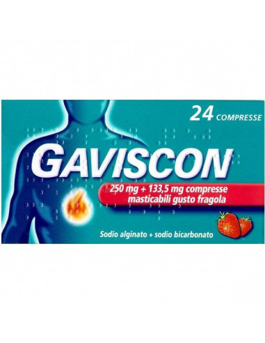 Gaviscon compresse per il bruciore di stomaco occasionale gusto fragola 24 compresse masticabili