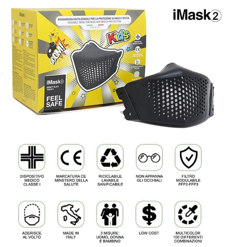 Imask2 mascherina bambini - colore nero