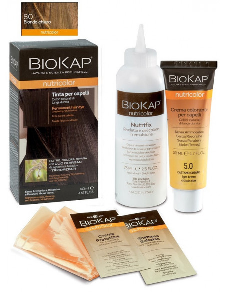 Biokap nutricolor 8,0 new biondo chiaro tinta tubo + flacone