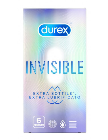 Durex invisible extra lubrificati profilattici sottili 6 pezzi