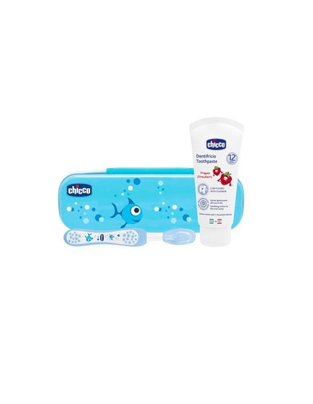 Chicco set dentale azzurro fluoro