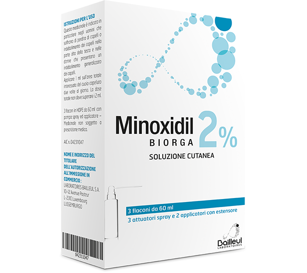 Minoxidil biorga 2% soluzione cutanea 3 flaconi