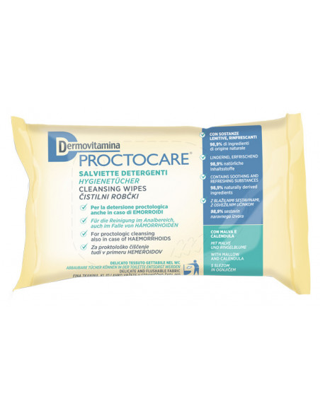 Dermovitamina proctocare salviette detergenti specifiche per l'igiene anale e intima 15 pezzi