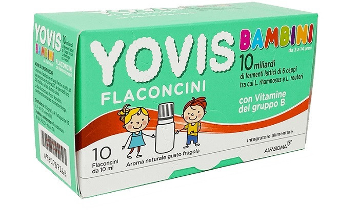 Yovis bambini 10 miliardi fermenti lattici per equilibrio flora batterica intestinale gusto fragola 10 flaconcini