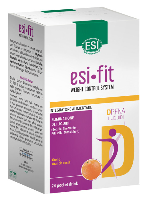 Image of Esi Fit Drena per l'eliminazione dei liquidi gusto arancia rossa 24 stick cod085