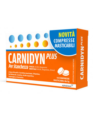 Carnidyn plus per stanchezza fisica e mentale gusto agrumi 18 compresse masticabili