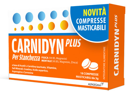 Image of Carnidyn plus per stanchezza fisica e mentale gusto agrumi 18 compresse masticabili cod085