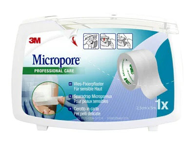 3m Micropore cerotto in carta con dispenser 25mmx5m