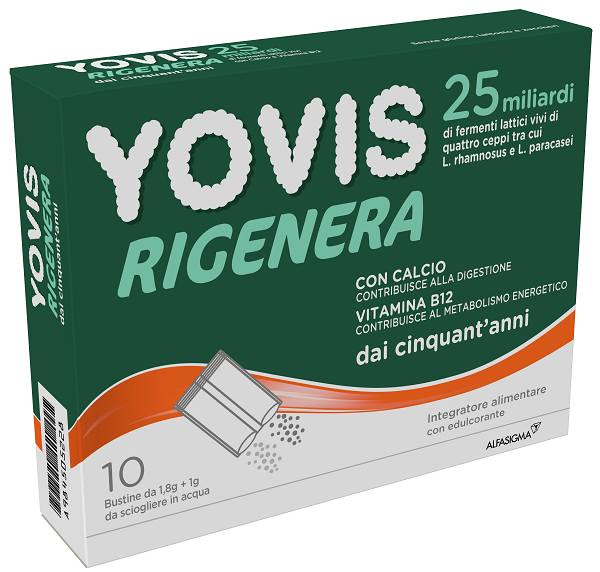 Image of Yovis rigenera 50+ 25 miliardi fermenti per equilibrio flora intestinale, metabolismo energetico e mantenimento ossa 10 bustine cod085