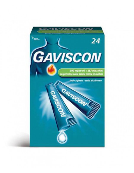 Gaviscon bustine per il bruciore di stomaco occasionale gusto menta 24 bustine
