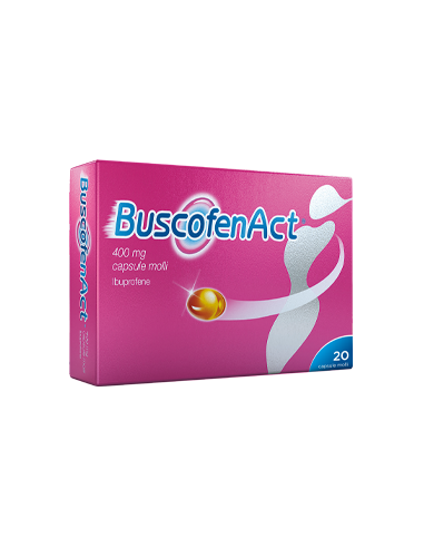 Buscofenact ibuprofene per dolori forti da ciclo 20 capsule molli 400mg