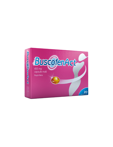 Buscofenact ibuprofene per dolori forti da ciclo 20 capsule molli 400mg