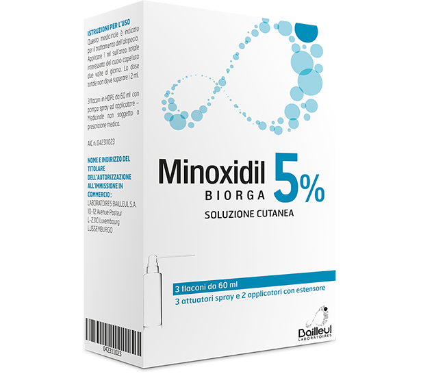 Minoxidil biorga 5% soluzione cutanea 3 flaconi