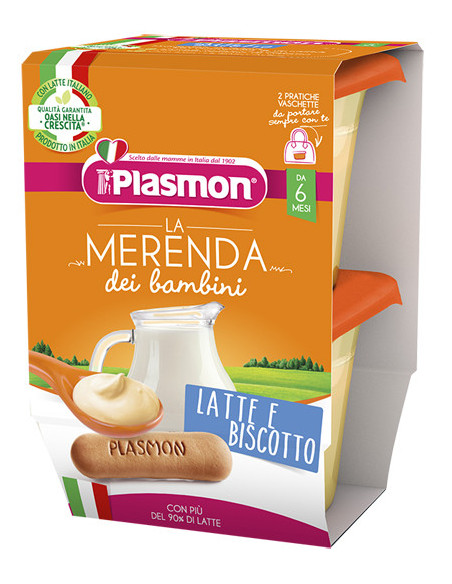 Plasmon la merenda dei bambini merende latte biscotto asettico 2 x 120 g