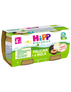 Hipp bio omogeneizzato prugna e mela 2vasettix80g