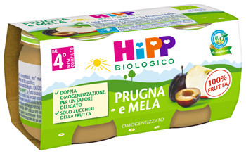 Hipp bio omogeneizzato prugna e mela 2vasettix80g