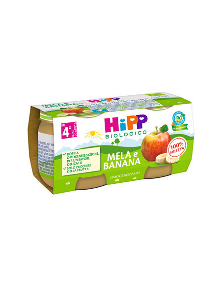 Hipp omogeneizzato mela e banana 2vasettix80g