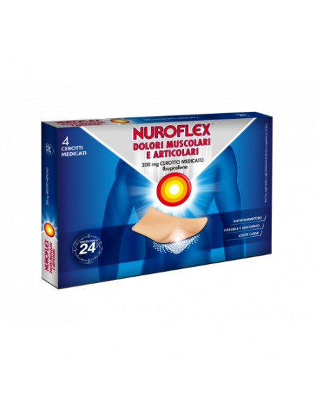 Nuroflex ibuprofene cerotto per dolori muscolari e articolari 4 cerotti medicati 200mg