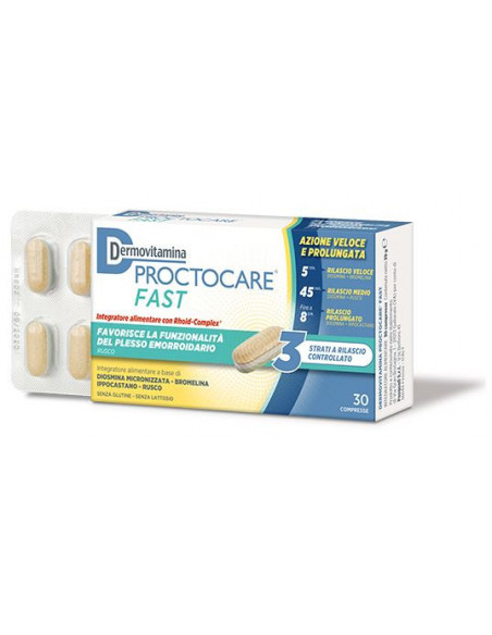 Dermovitamina proctocare fast integratore per favorire la funzionalità del plesso emorroidario 30 compresse