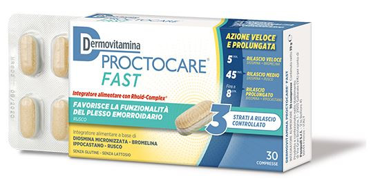 Dermovitamina proctocare fast integratore per favorire la funzionalità del plesso emorroidario 30 compresse
