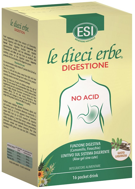 Image of Esi Le Dieci Erbe Digestione No Acid per favorire la funzione digestiva 16 stick cod085