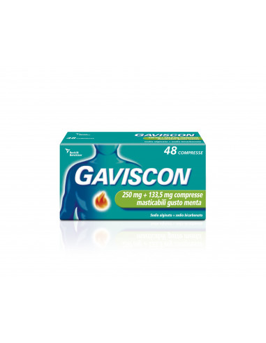 Gaviscon compresse per il bruciore di stomaco occasionale gusto menta 48 compresse masticabili