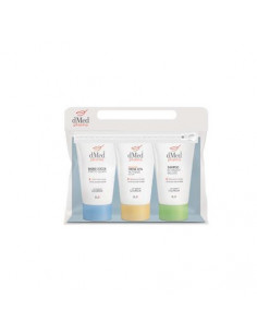Dmed pharma travel kit bagno doccia 100ml + shampoo 100ml + crema seta 100ml
