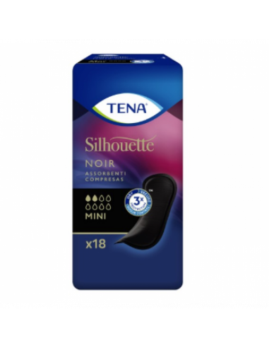 Assorbente nero incontinenza leggera tena silhouette noir mini 18 pezzi