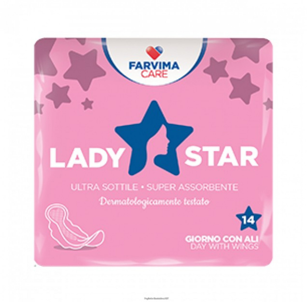 Image of Assorbenti esterni ladystar cotone giorno ali 10 pezzi cod085