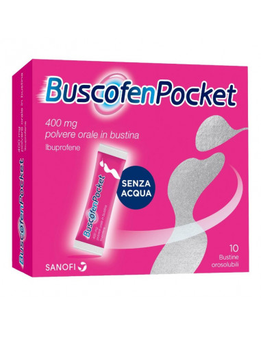 Buscofenpocket ibuprofene per dolori da ciclo 10 bustine orosolubili 400 mg