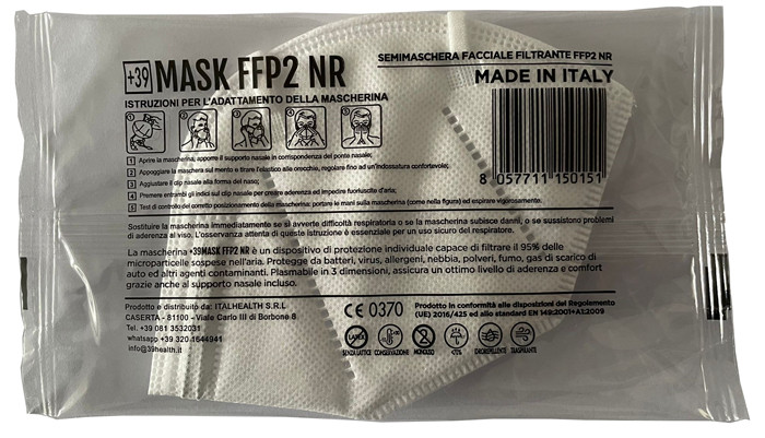 Mascherina +39mask 15pz bianca