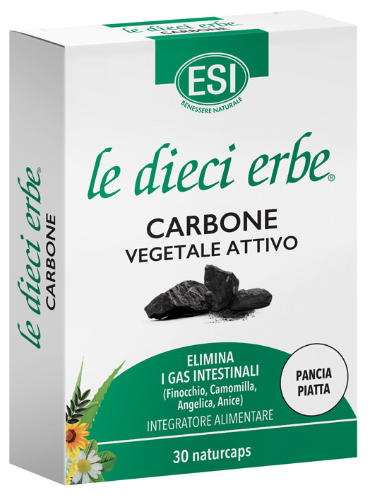 Image of Esi Le Dieci Erbe Carbone vegetale attivo per eliminare i gas intestinali 30 capsule cod085