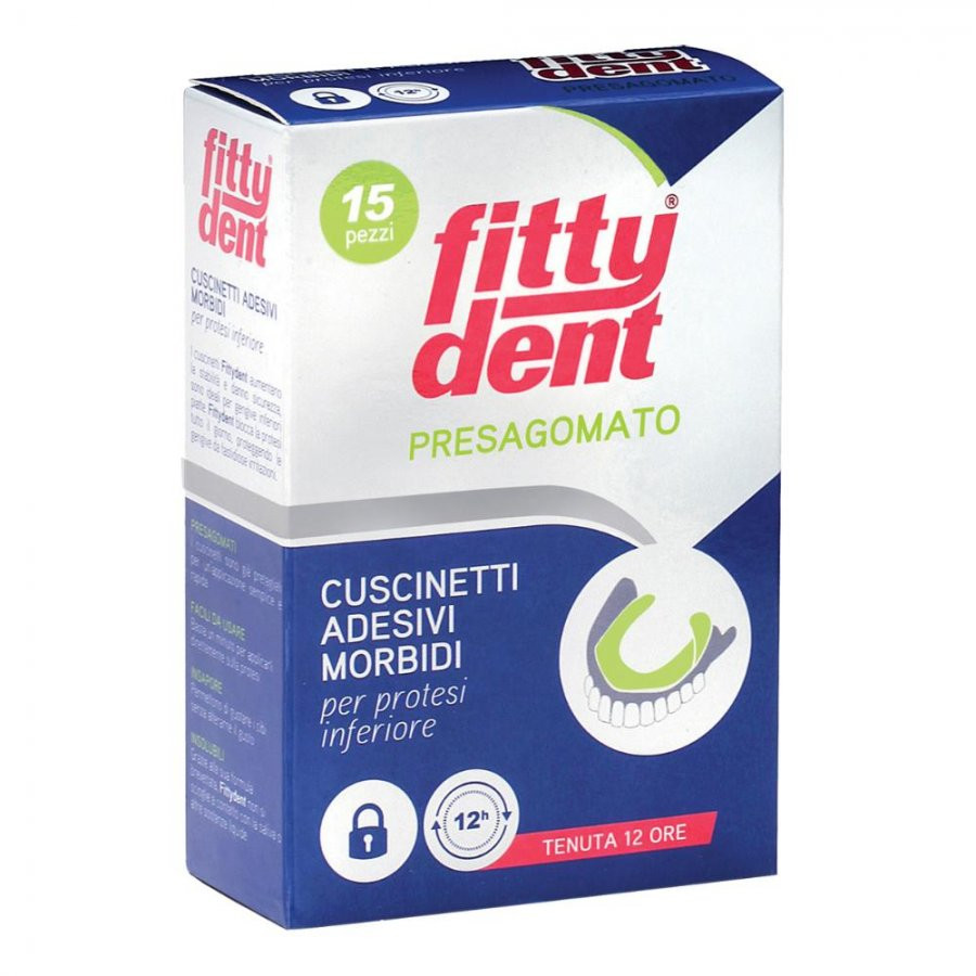 Fittydent presagomato cuscinetti adesivi morbidi per protesi inferiori 15 pezzi