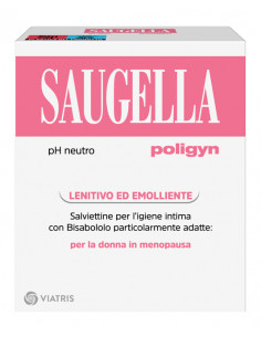 Saugella poligyn salviettine intime per donne in menopausa o con bruciore ph neutro 7.0 10 bustine
