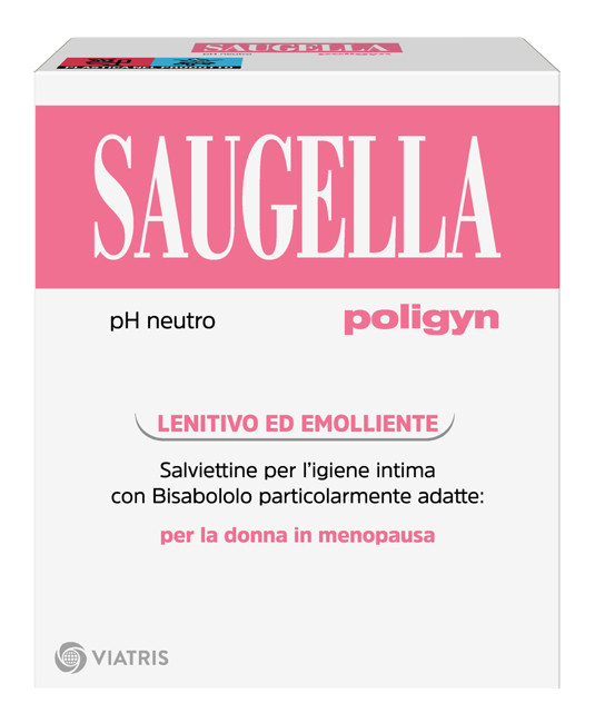 Saugella poligyn salviettine intime per donne in menopausa o con bruciore ph neutro 7.0 10 bustine