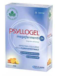Psyllogel megafermenti 24 per l'equilibrio della flora intestinale durante la fase acuta 12 bustine