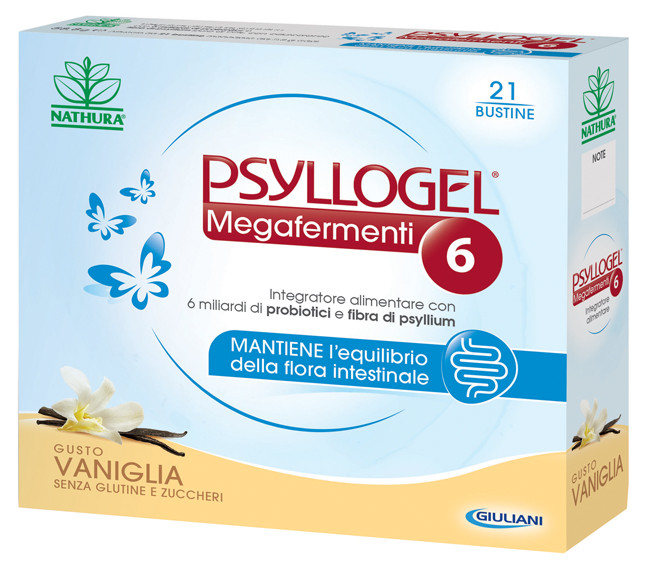 Image of Psyllogel megafermenti 6 per l'uso prolungato del mantenimento dell'equilibrio della flora intestinale gusto vaniglia 21 bustine cod085
