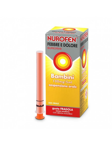 Nurofen febbre e dolore ibuprofene sciroppo per bambini 3+ mesi gusto fragola 150ml 100mg/5ml
