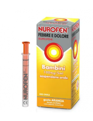 Nurofen febbre e dolore ibuprofene sciroppo per bambini 3+ mesi gusto arancia 150ml 100mg/5ml
