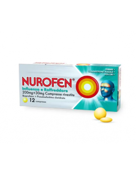 Nurofen influenza e raffreddore ibuprofene compresse 12+ anni 12 compresse rivestite 200mg + 30mg