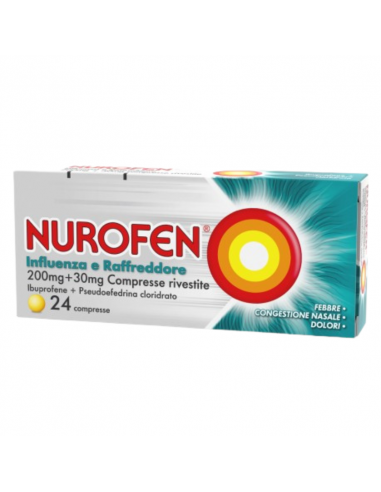 Nurofen influenza e raffreddore ibuprofene compresse 12+ anni 24 compresse rivestite 200mg + 30mg