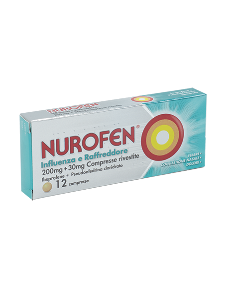 Nurofen influenza e raffreddore ibuprofene compresse 12+ anni 12 compresse rivestite 200mg + 30mg