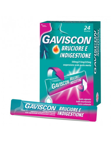 Gaviscon bruciore e indigestione sospensione orale gusto menta 24 bustine