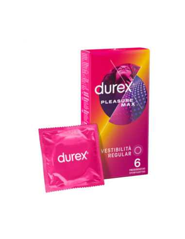 Durex pleasure max profilattici con nervature extra stimolanti 6 pezzi