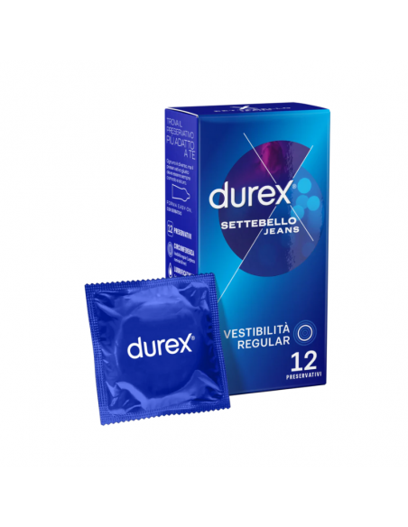 Durex settebello jeans profilattici facili da indossare ed extra lubrificati 12 pezzi