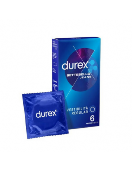 Durex settebello jeans profilattici facili da indossare ed extra lubrificati 6 pezzi