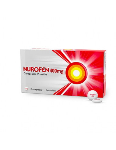 Nurofen ibuprofene compresse contro mal di testa e dolori forti 12+ anni 12 compresse rivestite 400mg