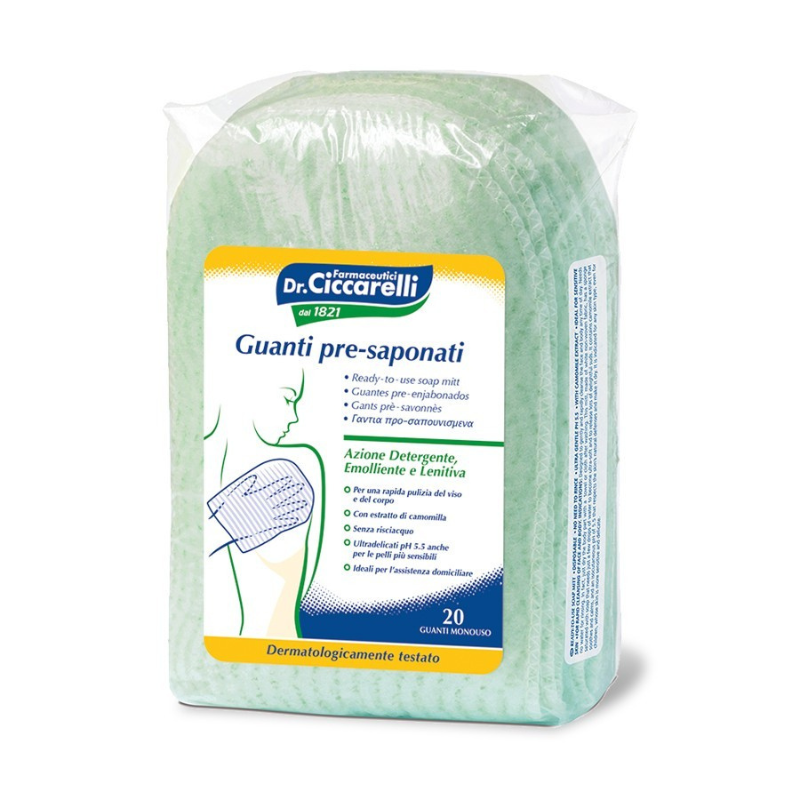 Ciccarelli guanto pre-saponato monouso senza risciacquo 20 pezzi