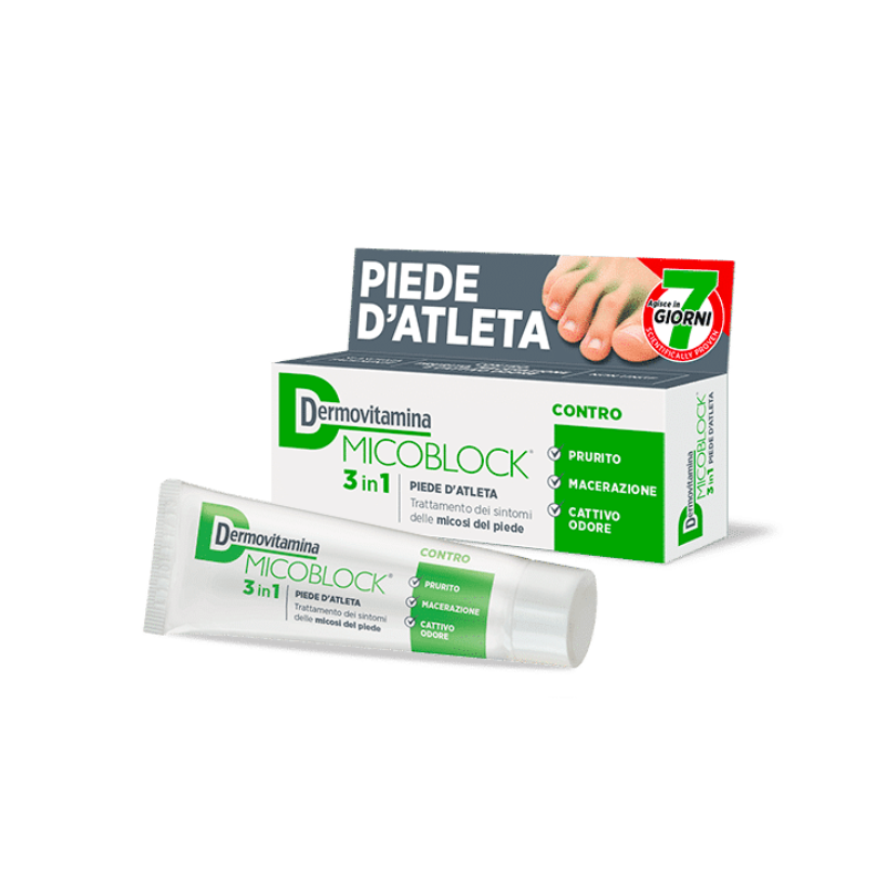 Image of Dermovitamina micoblock 3 in 1 piede d'atleta per le micosi del piede crema 30ml cod085