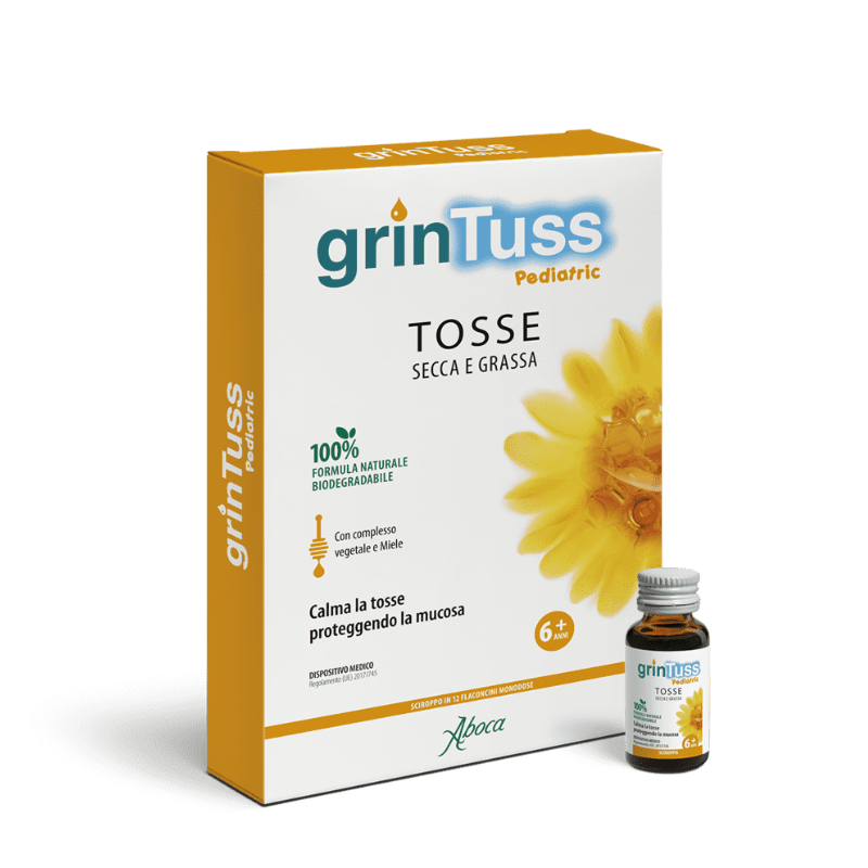 Image of Grintuss Pediatric flaconcini per calmare la tosse e proteggere la mucosa 12 flaconcini cod085